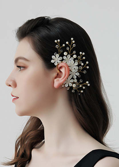Flower and Pearl Fairy Ear Cuffs  (left ear only)