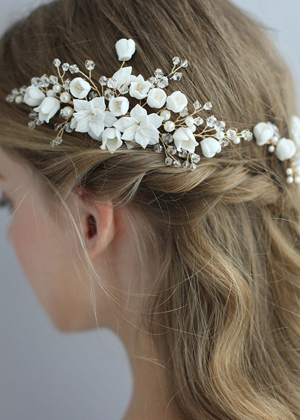 Set of 3 Mini White Flower Hair Pin