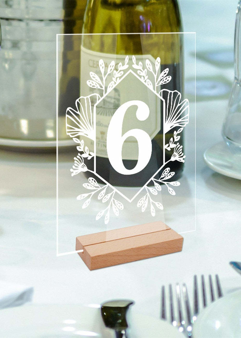 10 PCS Acrylic Table Number Holders with Wood Stands