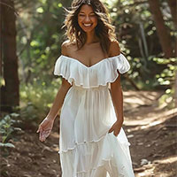 Leely Women White Bodycon Tea Length Satin Semi Formal Dress with