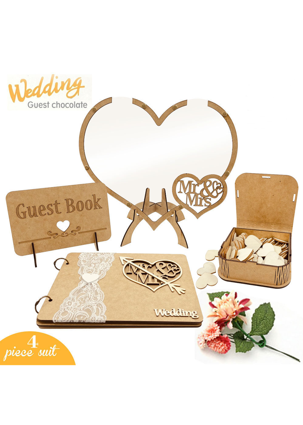 Hearts Wedding Guest Book Alternative