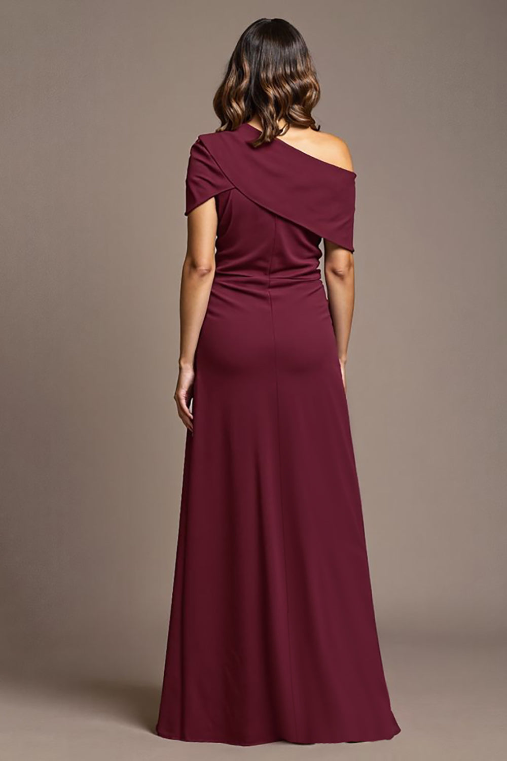 Burgundy Sheath Maxi Mother of the Bride Dress with Slit