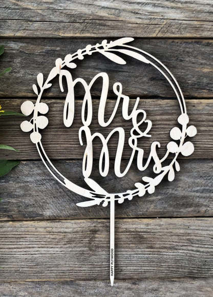 10 PCS Wooden Wedding Cake Toppers