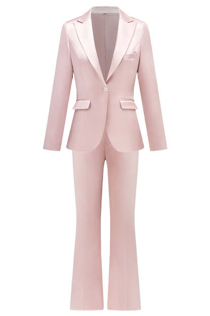 Fuchsia Satin Peak Lapel Women Suits with Long Sleeves