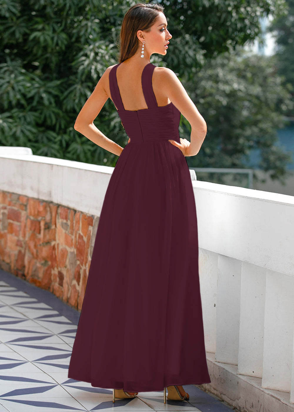 Halter Chiffon Long Bridesmaid Dress