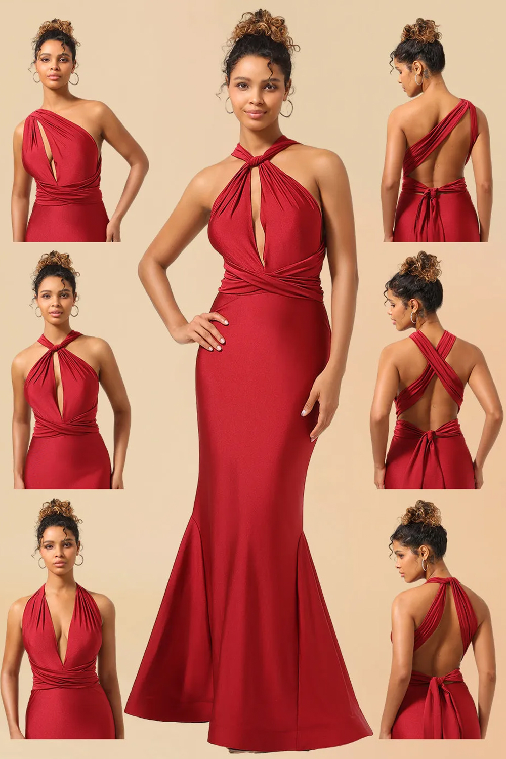 Convertible Mermaid Spandex Long Bridesmaid Dress