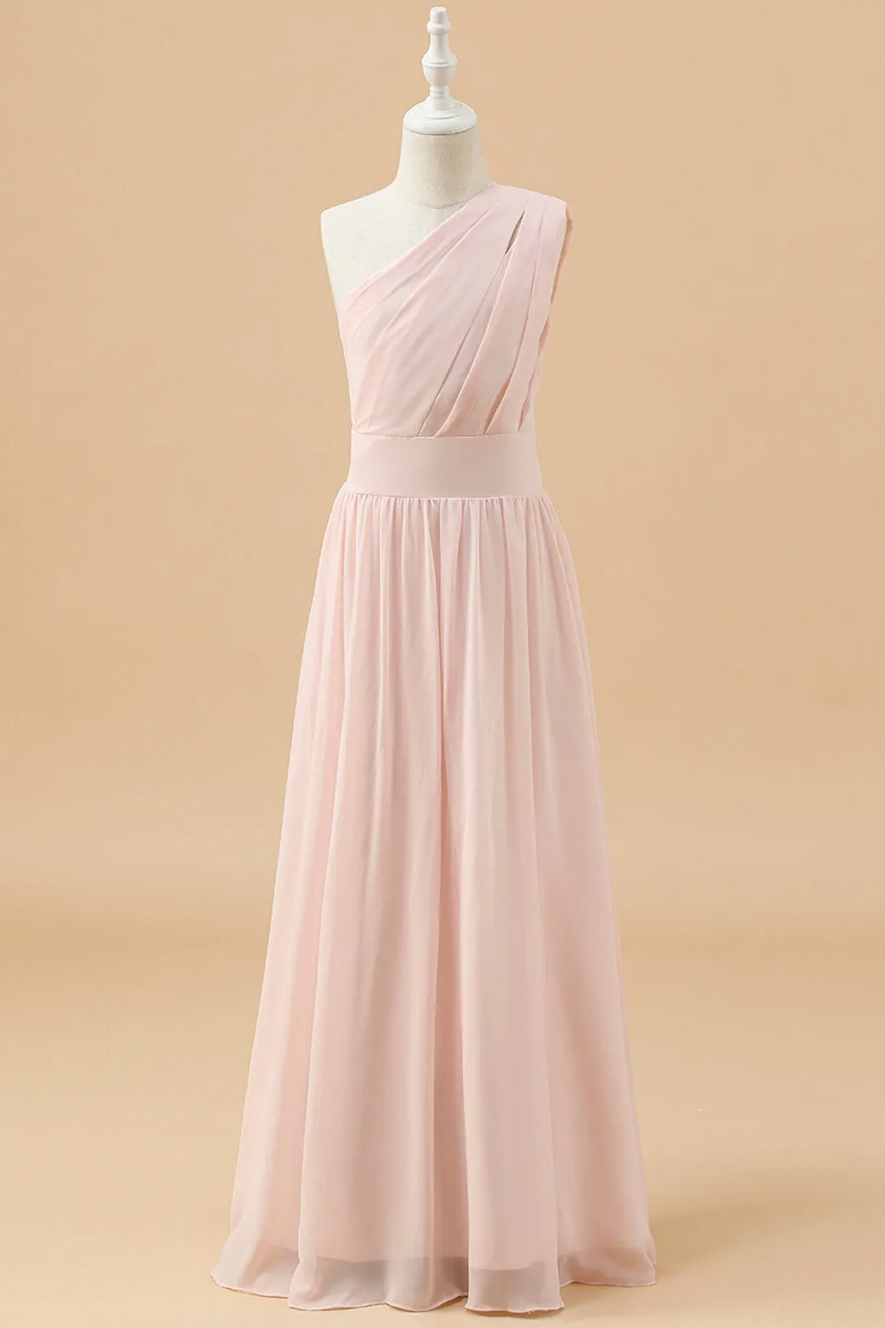 One Shoulder Chiffon Long Junior Bridesmaid Dress