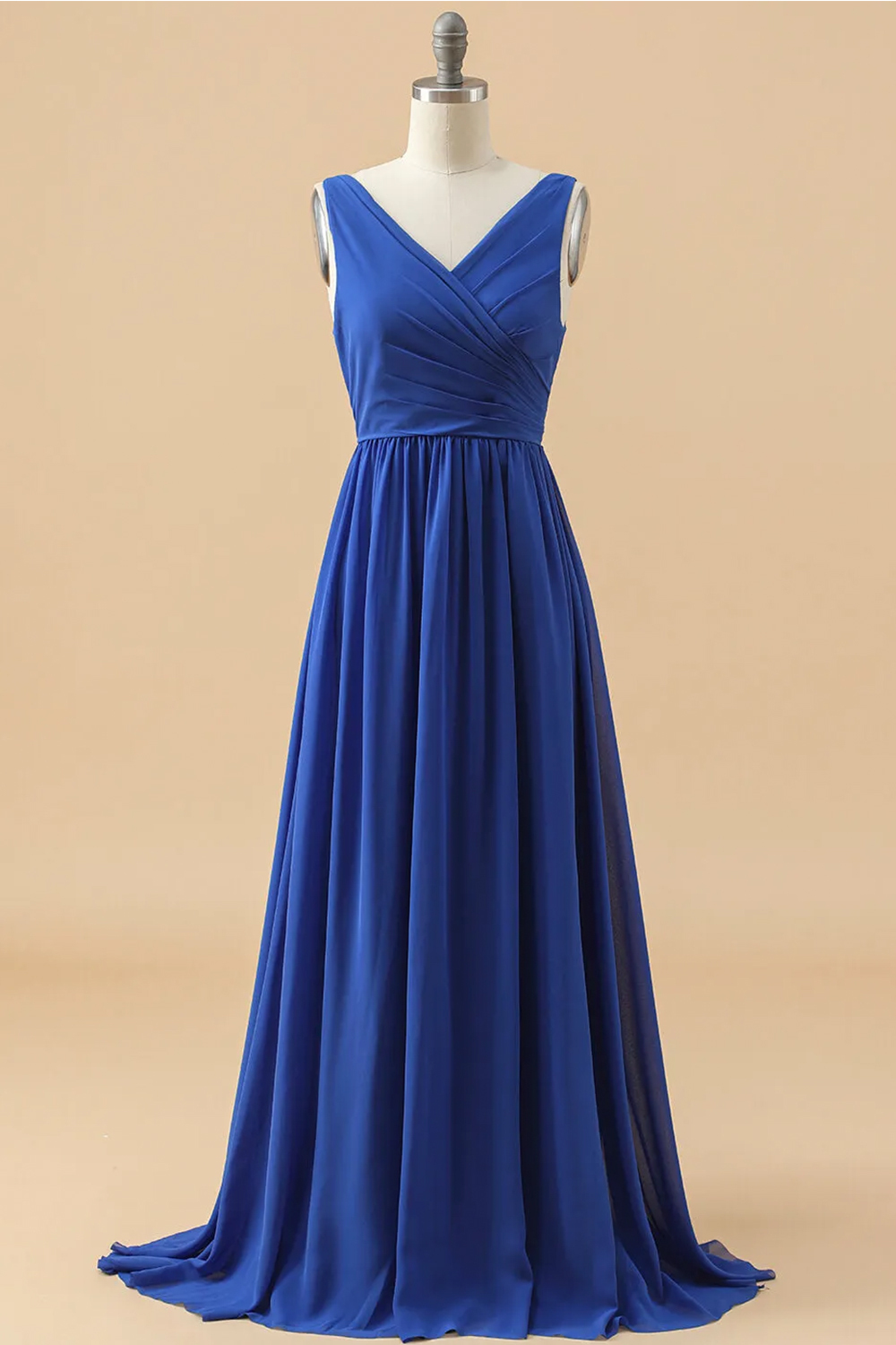 V-Neck Pleated V-back Chiffon Junior Bridesmaid Dress