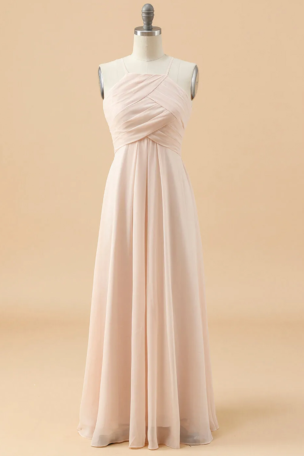Halter Neck Pleated Chiffon Junior Bridesmaid Dress