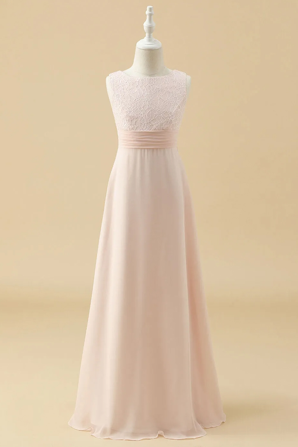 Boat Neck A-line Chiffon Maxi Junior Bridesmaid Dress
