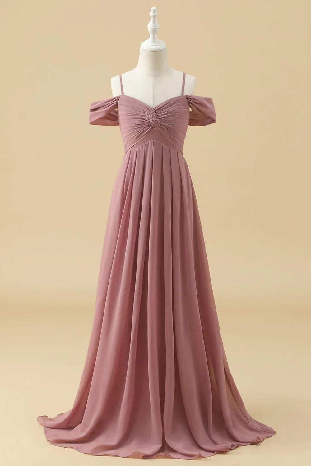 Chiffon A-line Off-the-Shoulder Maxi Junior Bridesmaid Dress