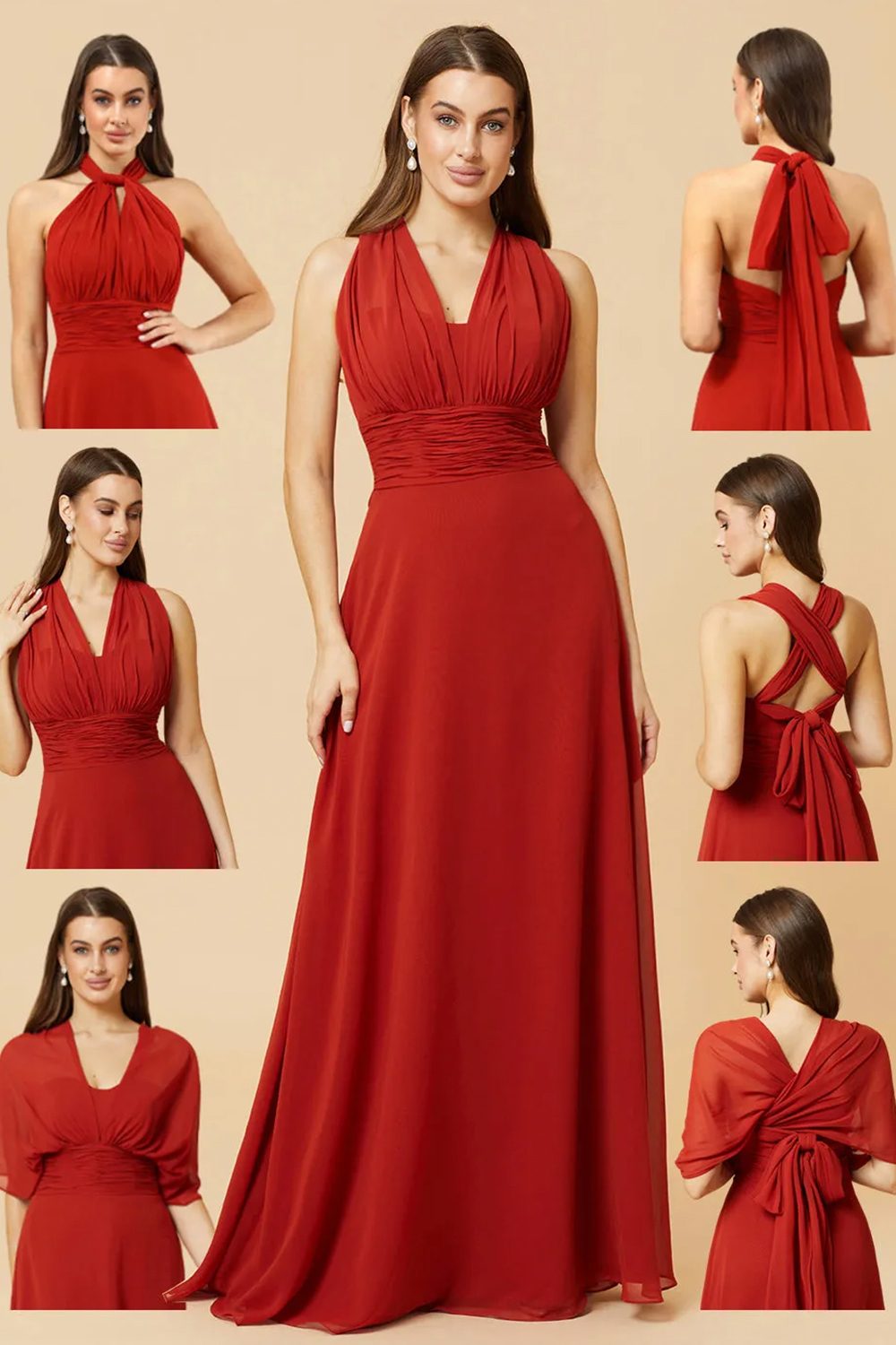 Multiway Floor Length Chiffon A-line Bridesmaid Dress