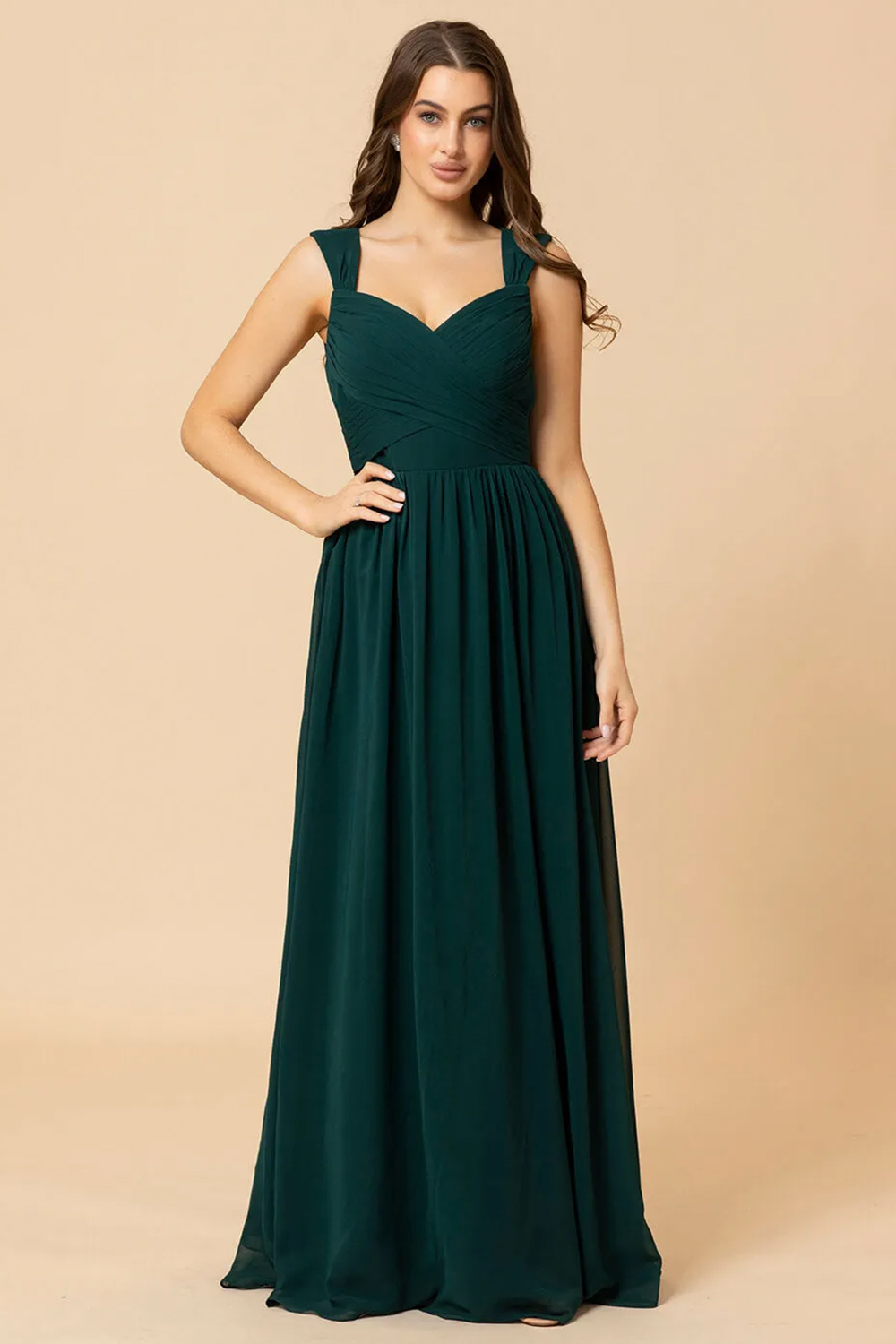 Sweetheart Neck and Back Chiffon Floor Length Bridesmaid Dress