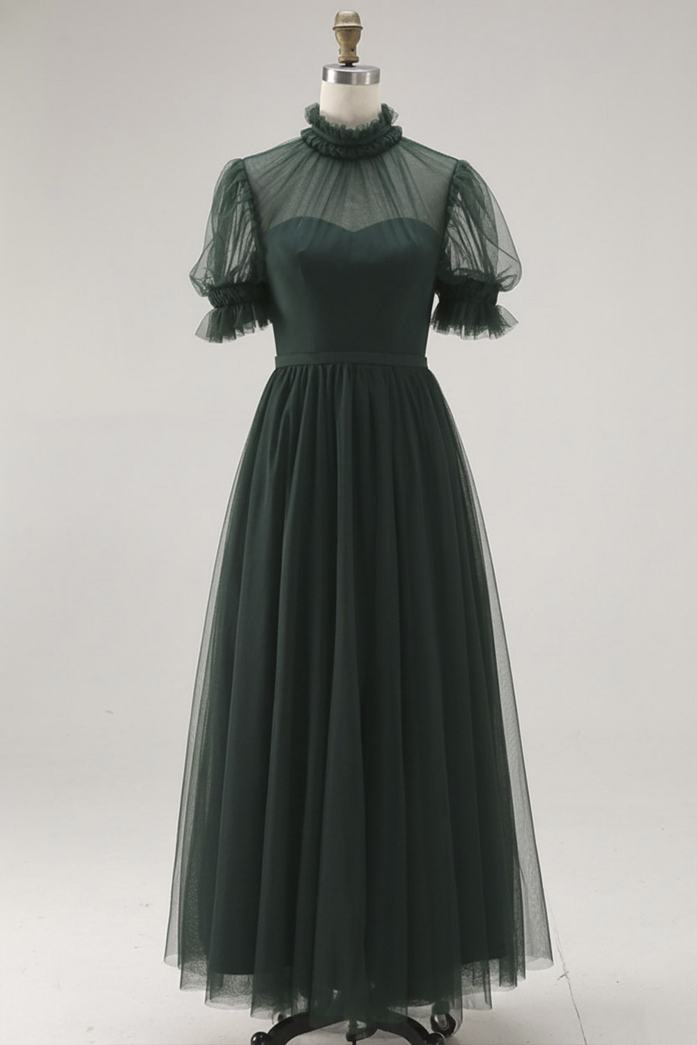 Black High Neck A Line Long Evening Dress with Pockets