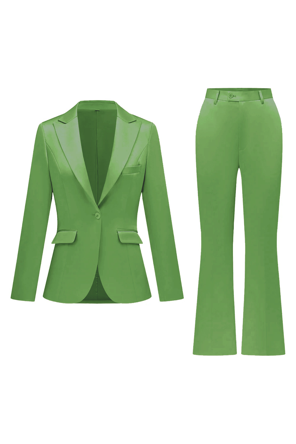 Grey Pink Satin Notched Lapel Women Suits with Long Sleeves