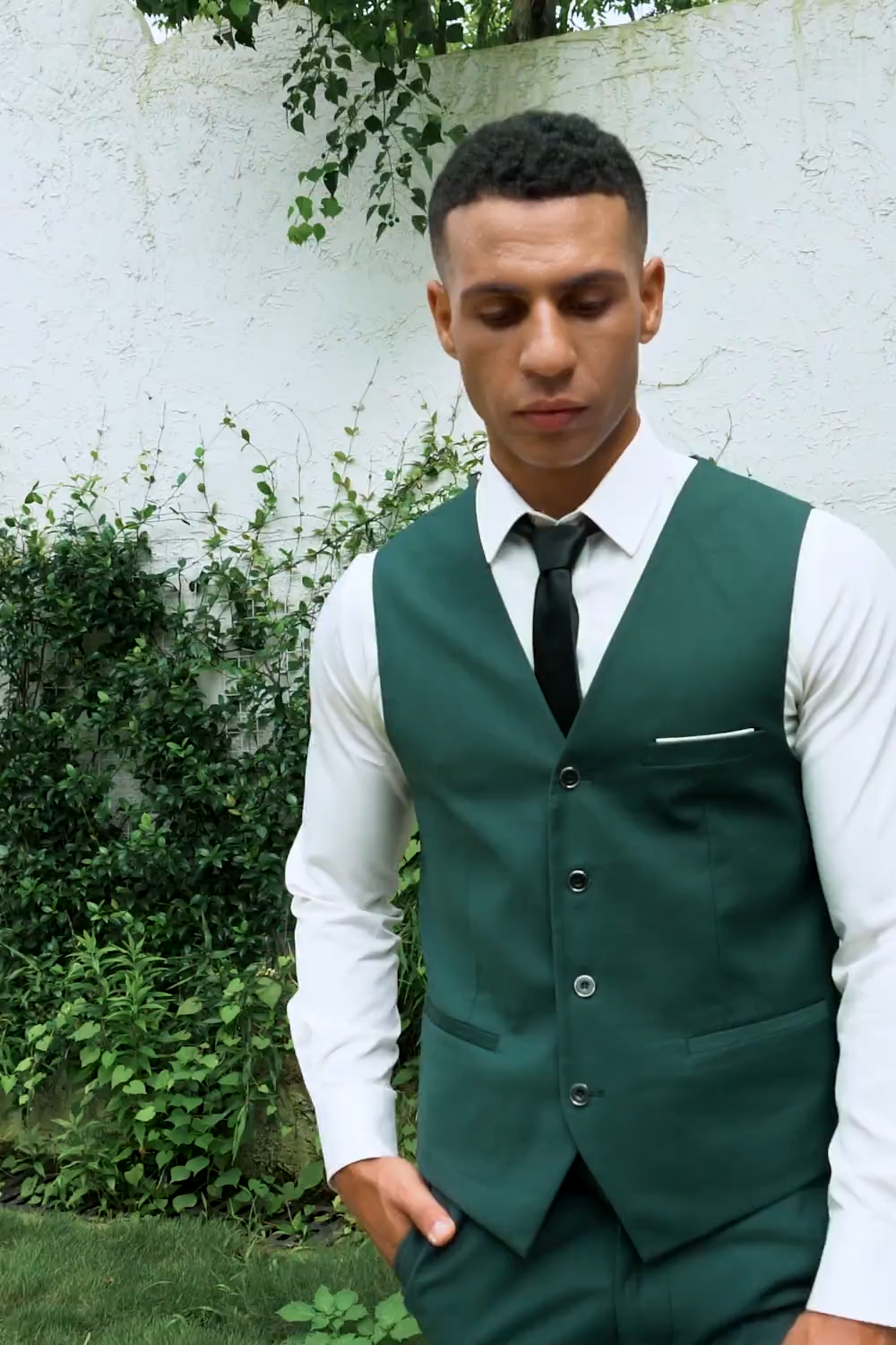 Dark Green Shawl Lapel 3-Pieces Slim Fit Men's Suits