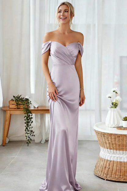 Lilac Mermaid Backless Sweetheart Long Corset Bridesmaid Dress