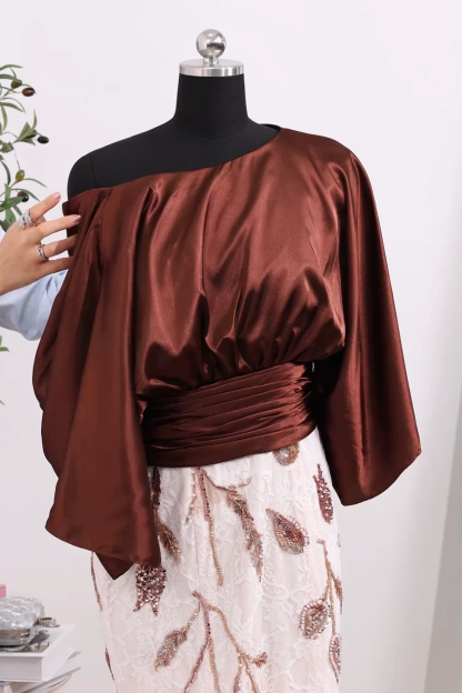 Coffee Floral Sheath Appliqued A Line Long Mother of the Bride Dress
