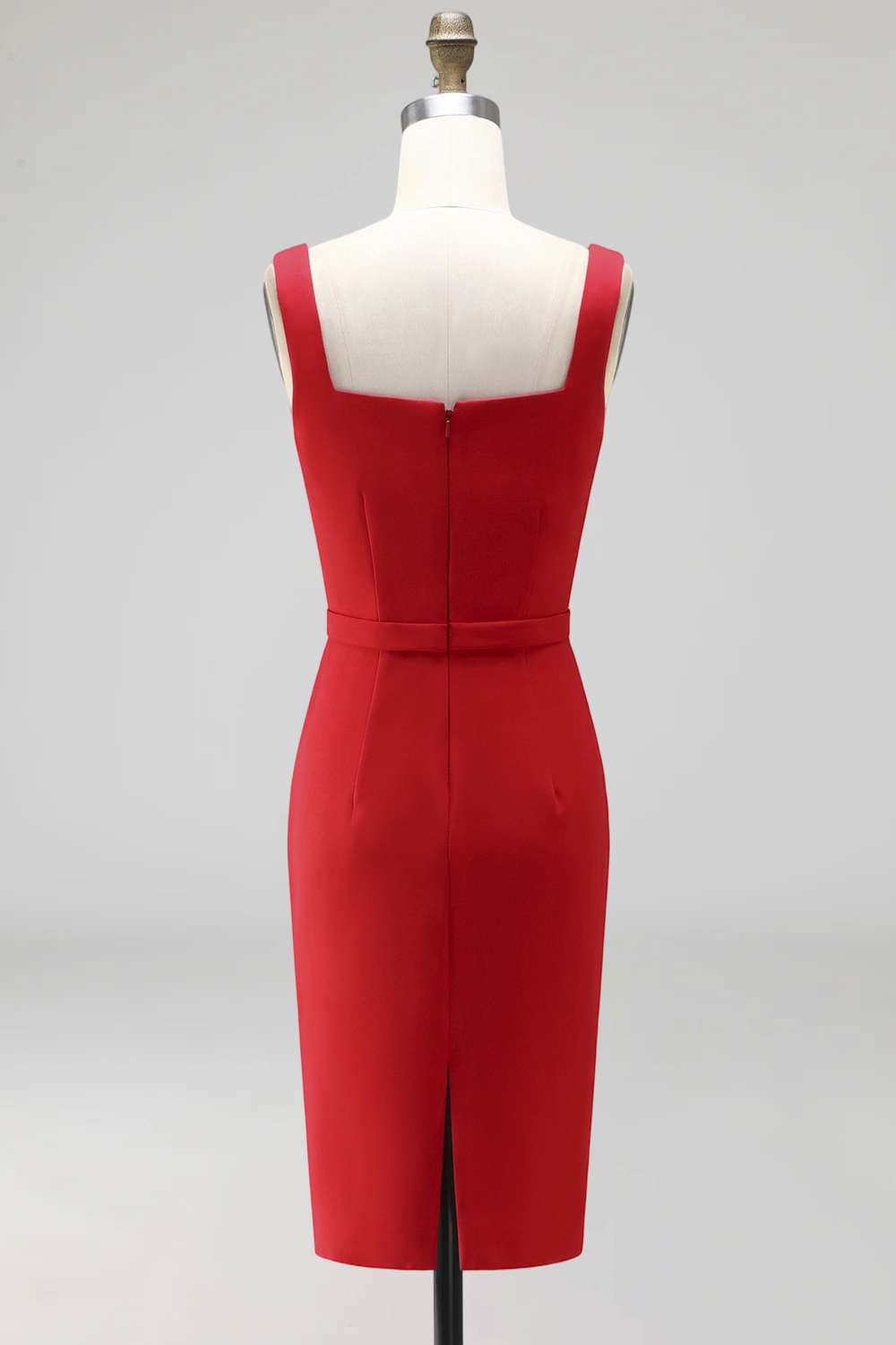 Navy Bodycon Square Neck Sleeveless Midi Work Dress