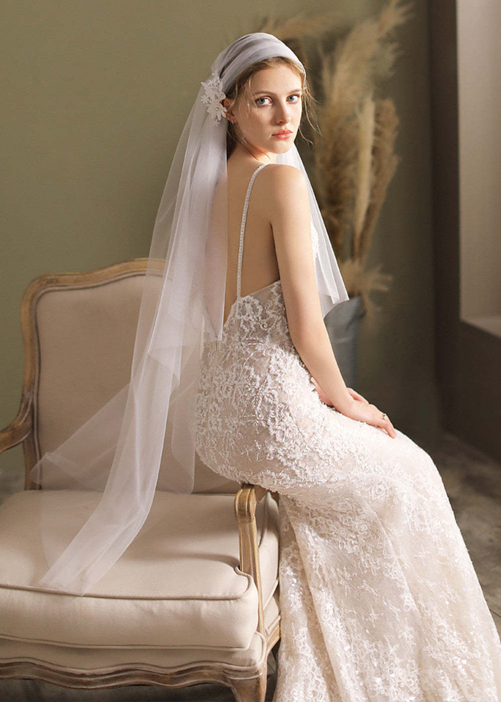 Vntage Lace Flower Hairclip Bridal Veil