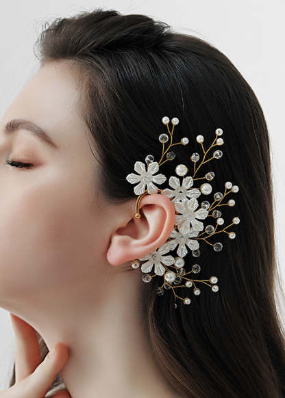 Flower and Pearl Fairy Ear Cuffs  (left ear only)