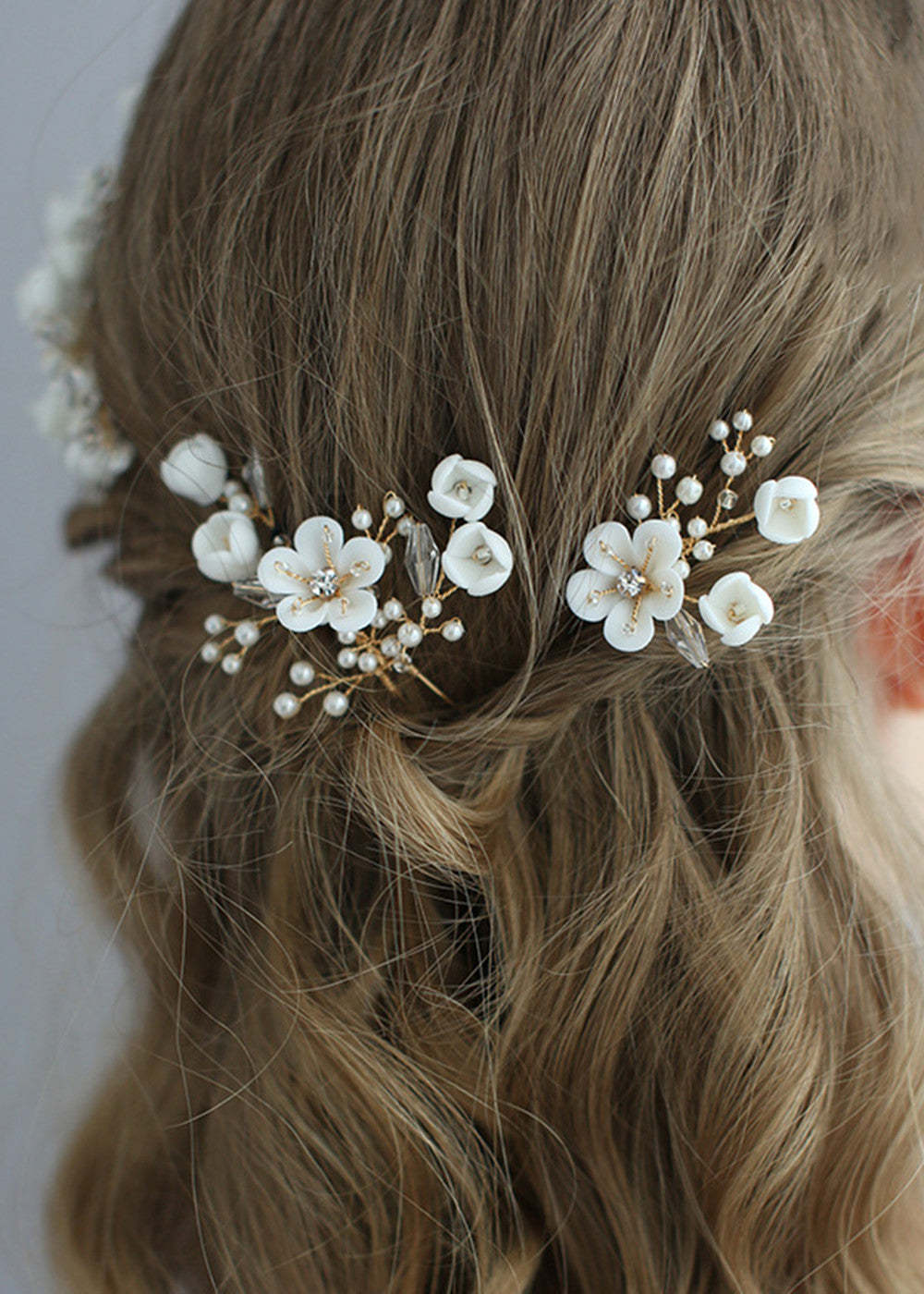 Set of 3 Mini White Flower Hair Pin