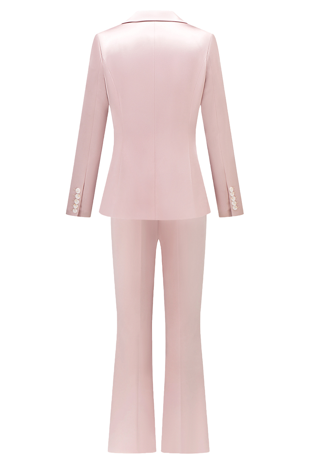 Grey Pink Satin Notched Lapel Women Suits with Long Sleeves