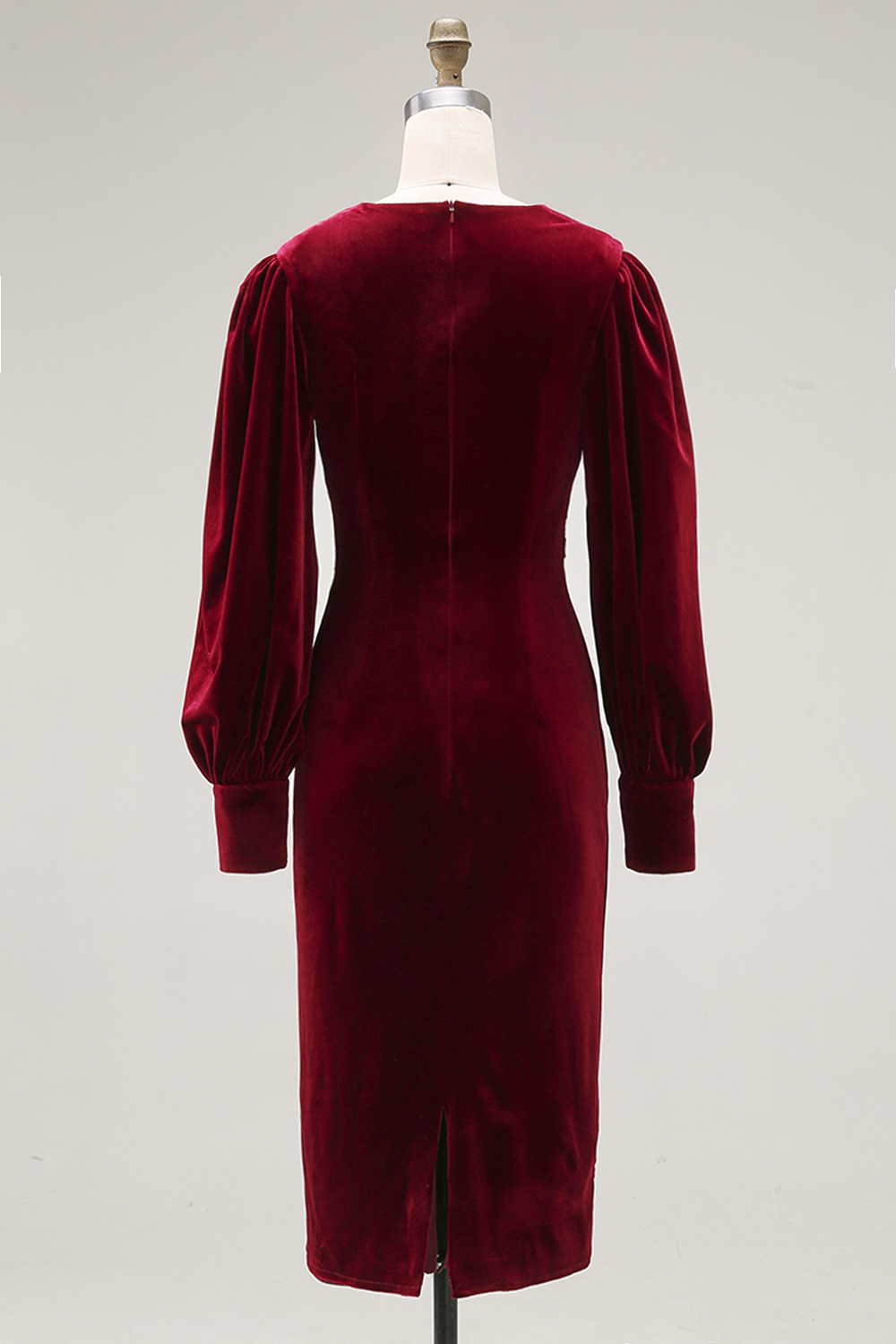 Cabernet Sheath V-Neck Midi Velvet Formal Dress