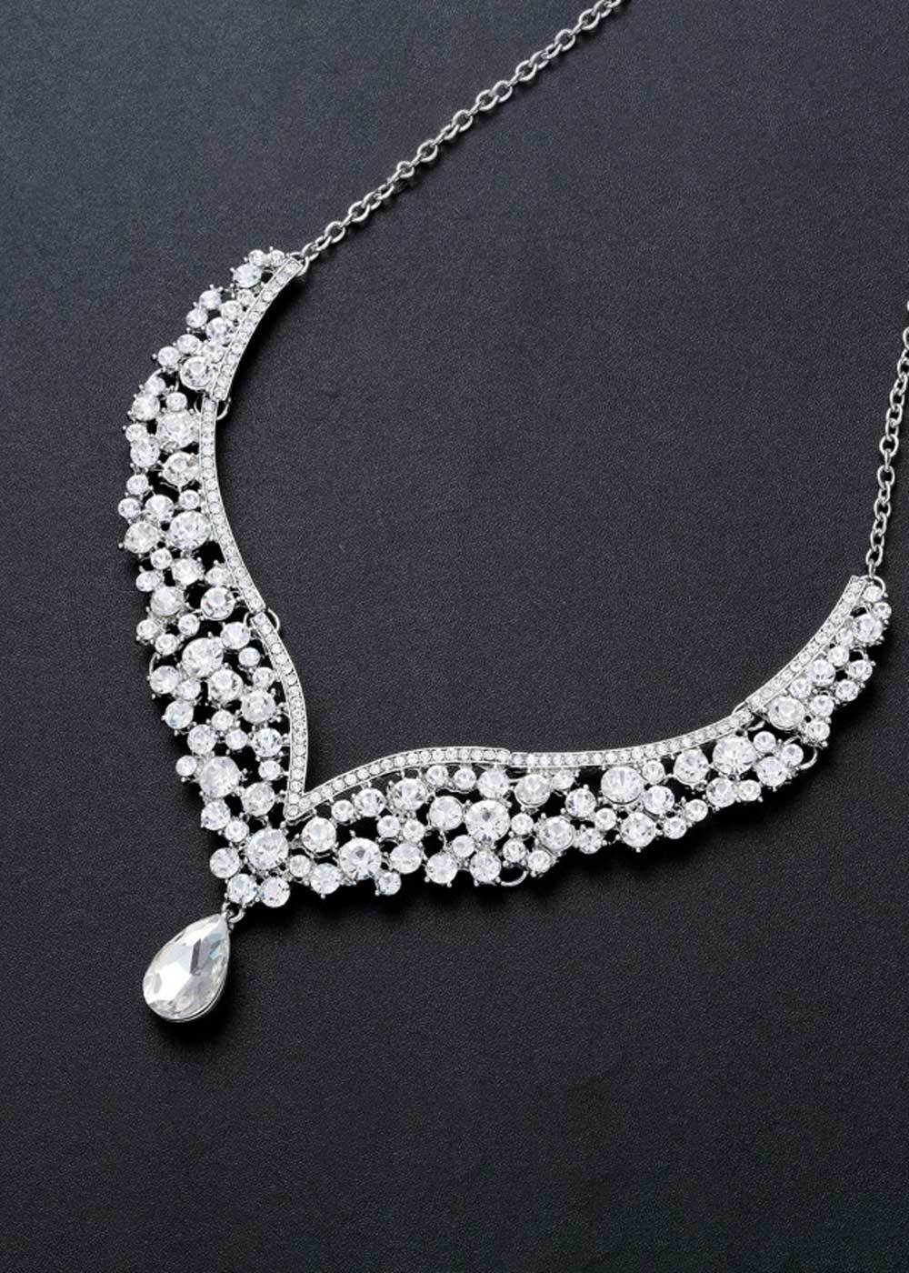 Wedding Jewelry Set Crystal Necklace and Earrings