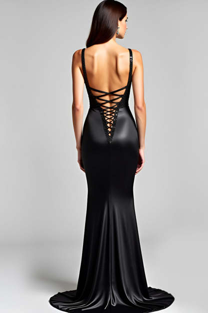 Black Mermaid Sequins Long Formal Dress