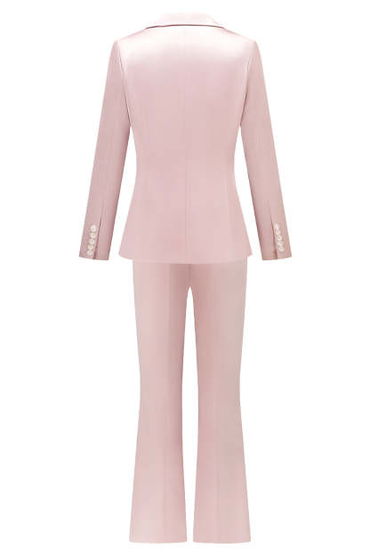 Fuchsia Satin Peak Lapel Women Suits with Long Sleeves