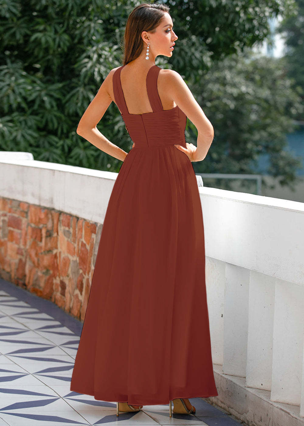 Halter Chiffon Long Bridesmaid Dress