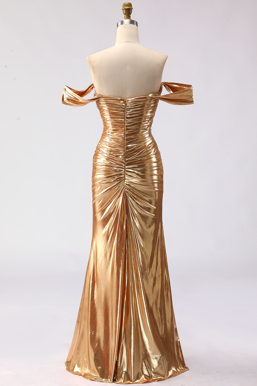 Sparkly Brown Off the Shoulder Sequin Maxi Gala Dress with Slit