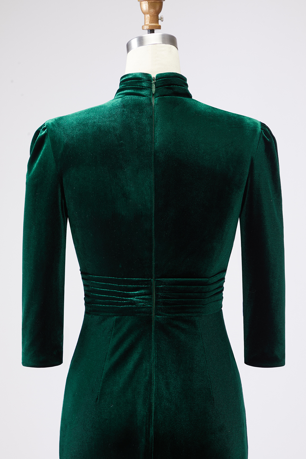 Dark Green Sheath High Neck Velvet Long Formal Dress with Sleeves