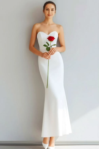 White Sweetheart Mermaid Long Engagement Dress