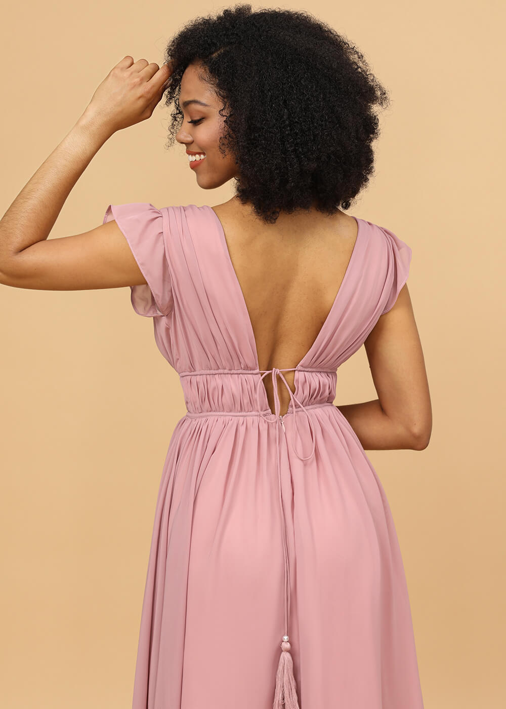 Long V-neck Bridesmaid Dress with Split