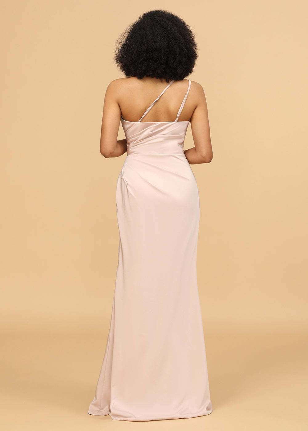 Sheath One Shoulder Satin Bridesmaid Dress