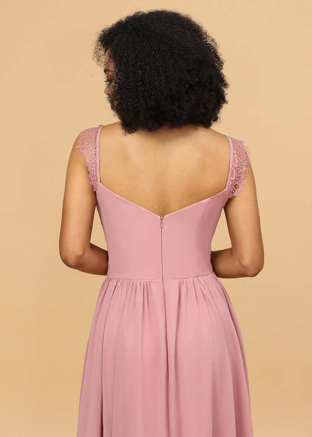 A-line Straps Chiffon Maxi Bridesmaid Dress