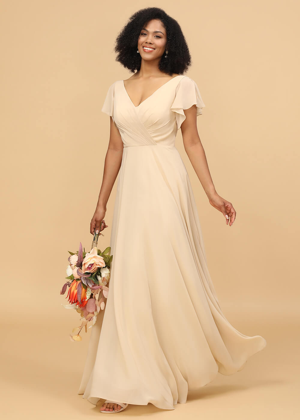 Long A-line Chiffon Bridesmaid Dress