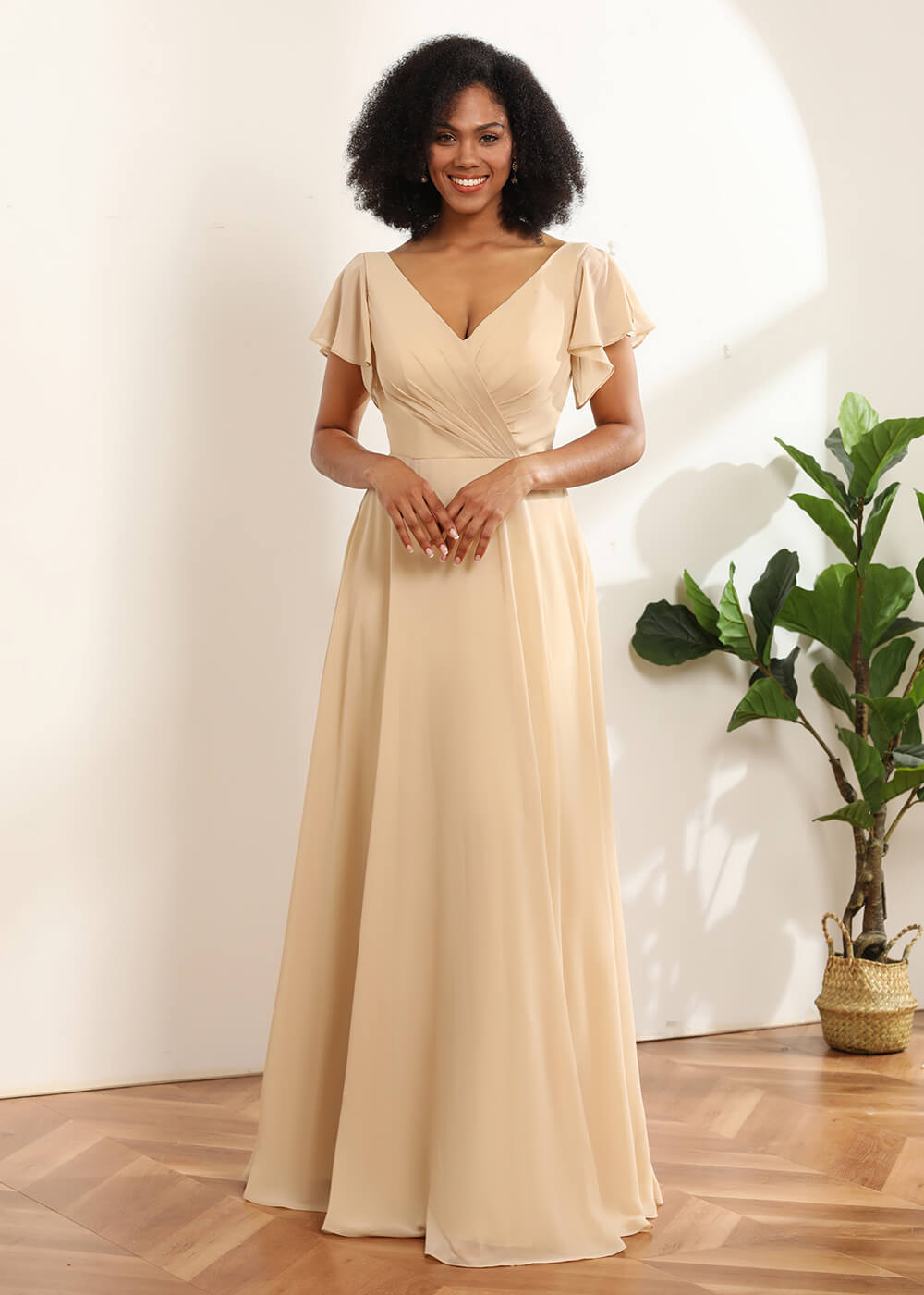 Long A-line Chiffon Bridesmaid Dress