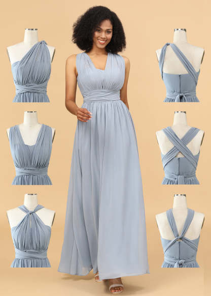 Multiway Wrap Chiffon A-line Maxi Bridesmaid Dress