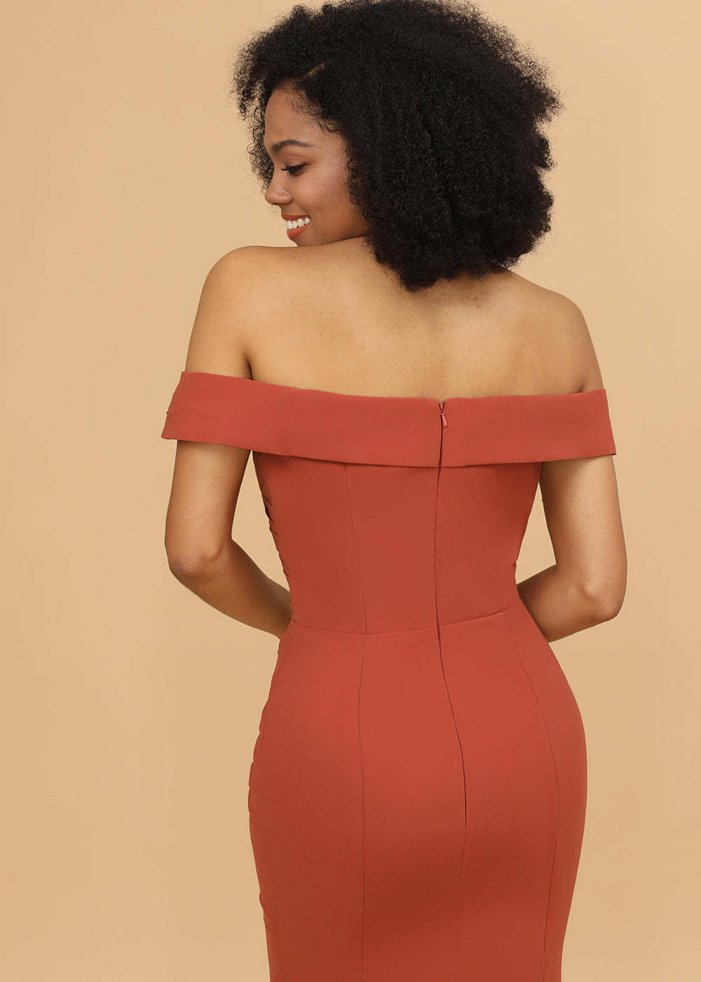 Off the Shoulder Trumpet Chiffon Bridesmaid Dress