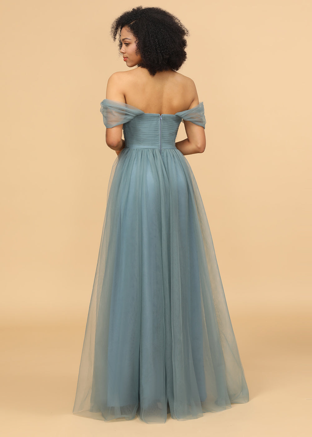 Off the Shoulder Tulle Bridesmaid Dress