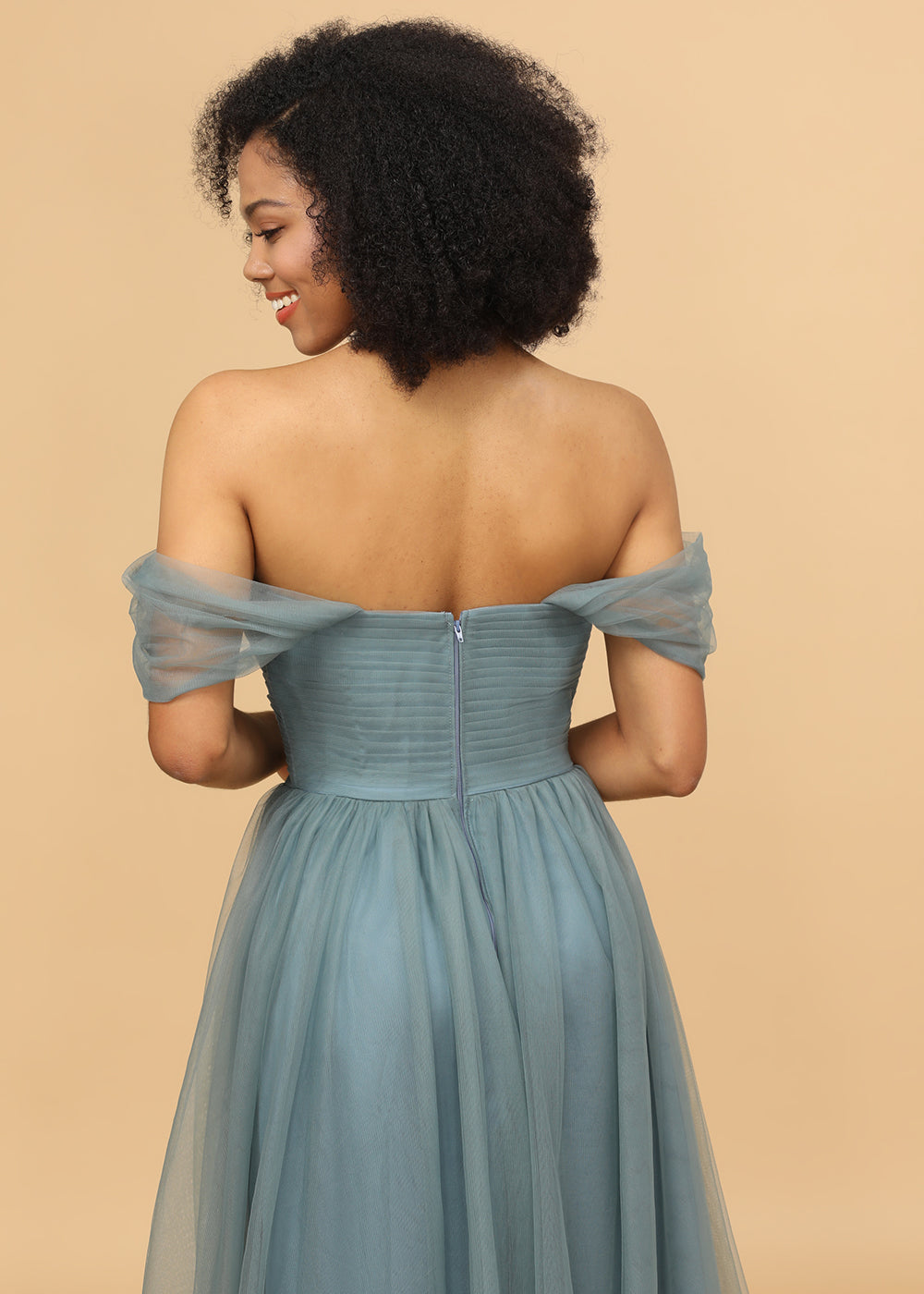 Off the Shoulder Tulle Bridesmaid Dress