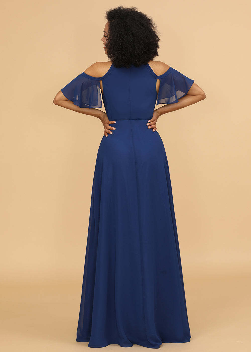 Ruffles Sleeves A-line Wrap Bridesmaid Dress