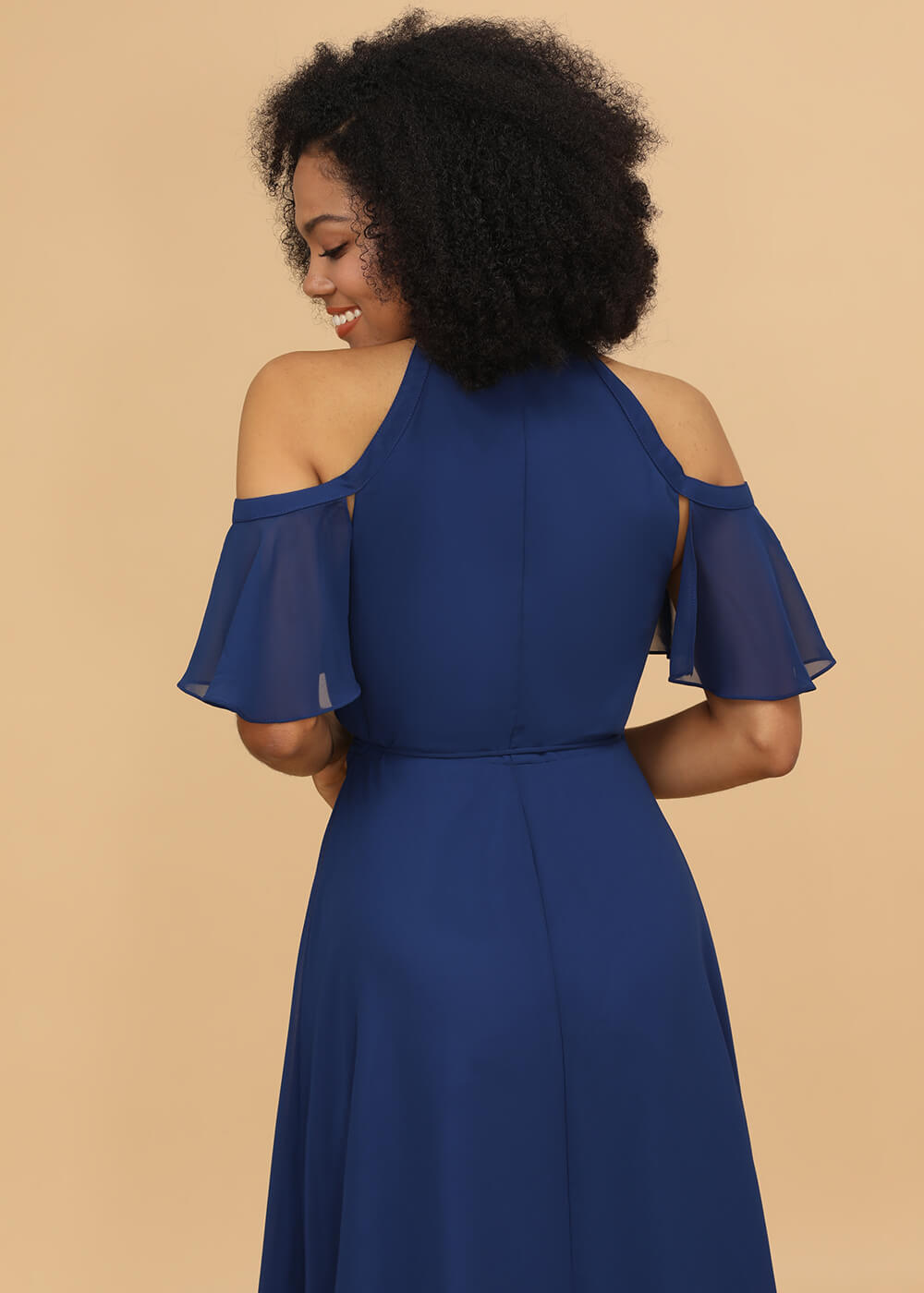 Ruffles Sleeves A-line Wrap Bridesmaid Dress