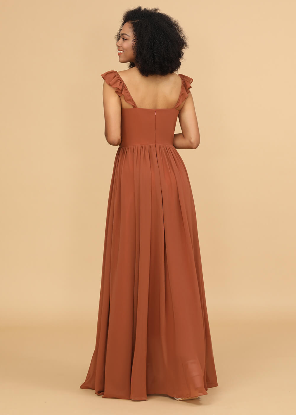 A-line Square Neck Straps Bridesmaid Dress