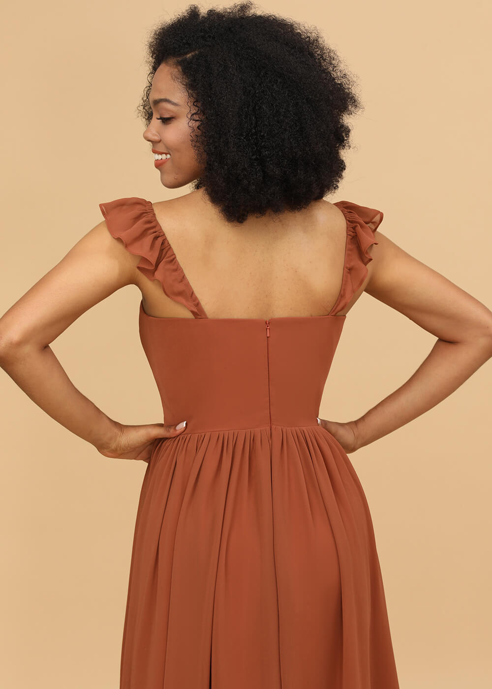A-line Square Neck Straps Bridesmaid Dress