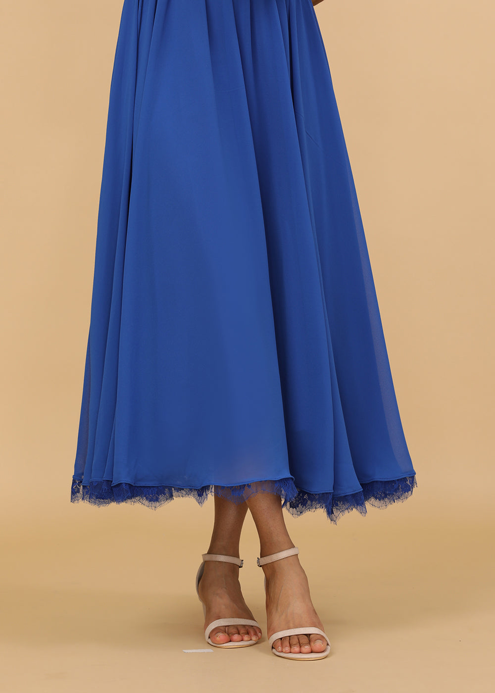 V-neck A-line Tea Length Bridesmaid Dress