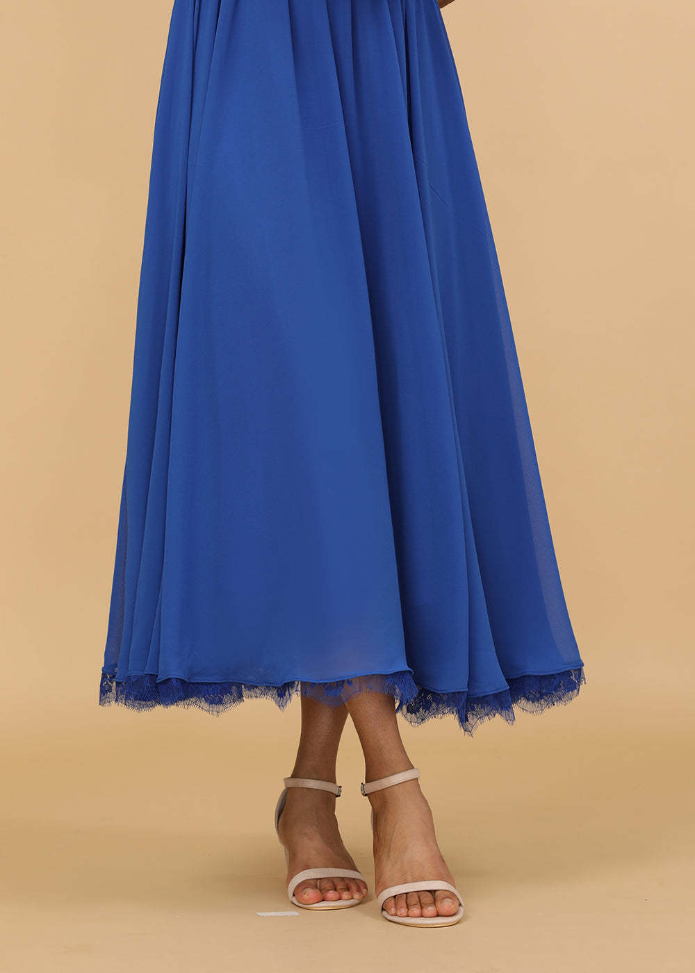 V-neck A-line Tea Length Bridesmaid Dress